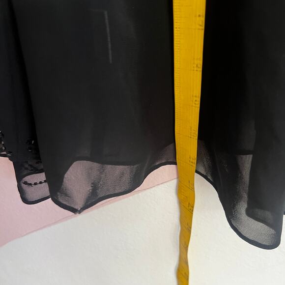 Vintage Evan Picone Black Sheer Beaded Top 90s Glam Elegant Goth Holiday 10P - Picture 5 of 7